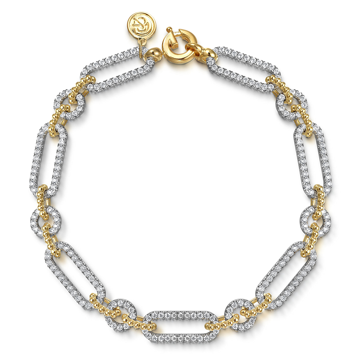 Gabriel - 14K White and Yellow Gold Diamond Bujukan Link Bracelet