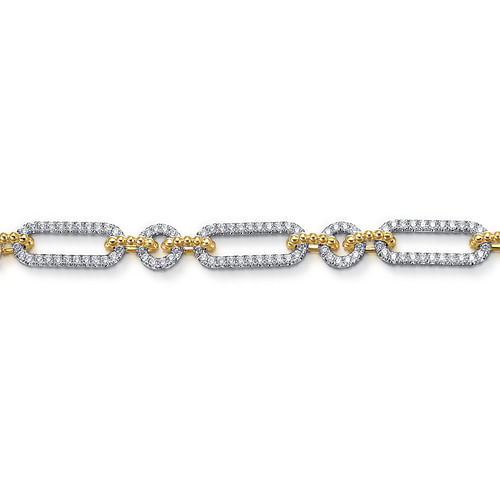 14K White and Yellow Gold Diamond Bujukan Link Bracelet