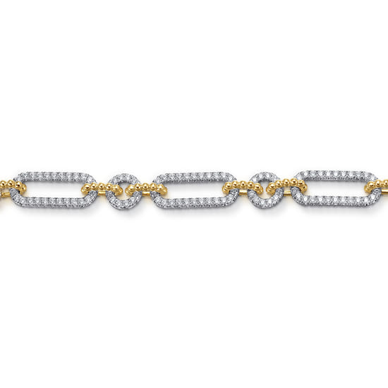 14K White and Yellow Gold Diamond Bujukan Link Bracelet angle 2