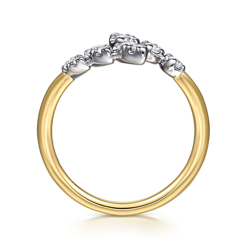 14K White and Yellow Gold Diamond Bypass Ladies Ring