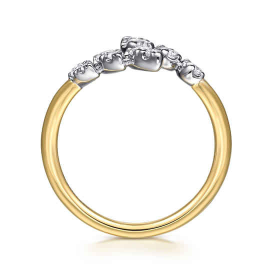 14K White and Yellow Gold Diamond Bypass Ladies Ring angle 2