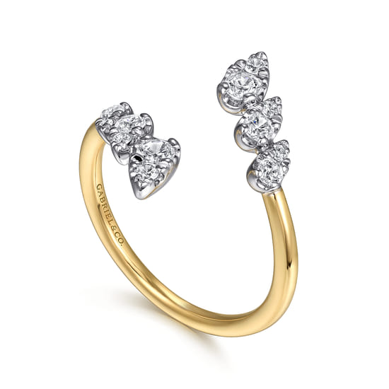 14K White and Yellow Gold Diamond Bypass Ladies Ring angle 3