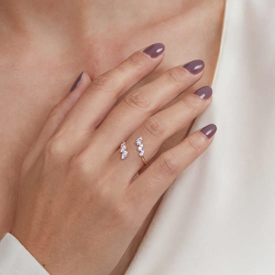 14K White and Yellow Gold Diamond Bypass Ladies Ring angle 5