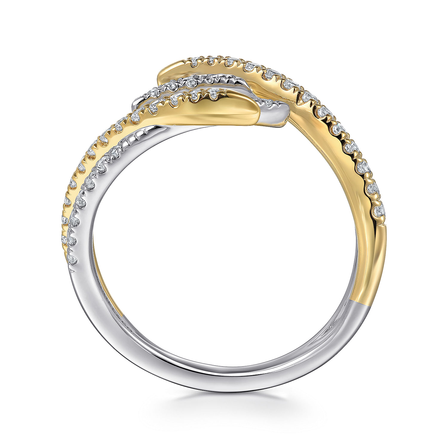 14K White and Yellow Gold Diamond Bypass Ladies Ring