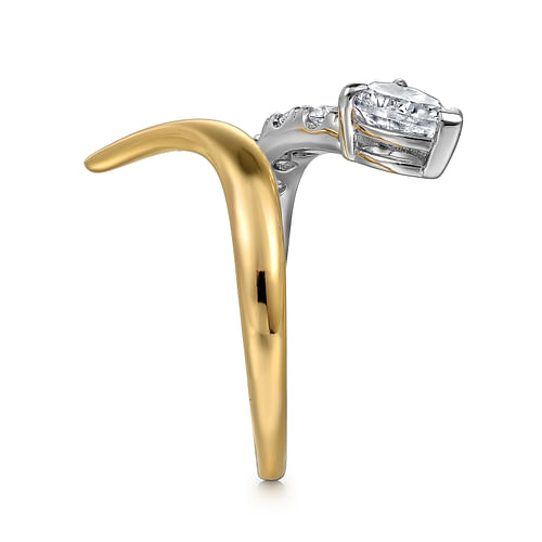 14K White and Yellow Gold Diamond Bypass Snake Ring