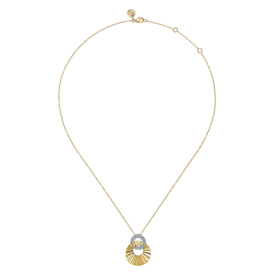 14K White and Yellow Gold Diamond Cut Drop Pendant Necklace angle 2