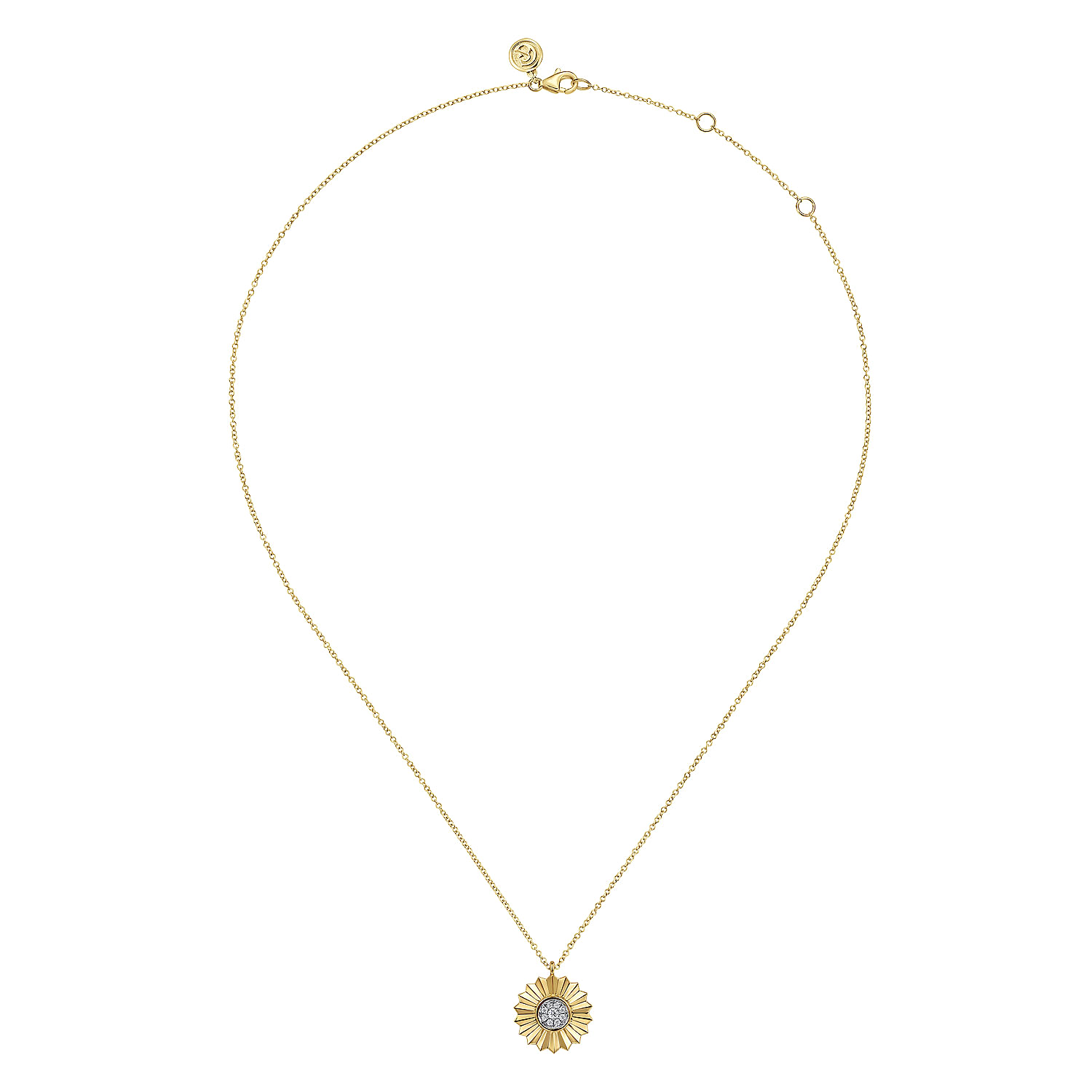 14K White and Yellow Gold Diamond Cut Pendant Necklace