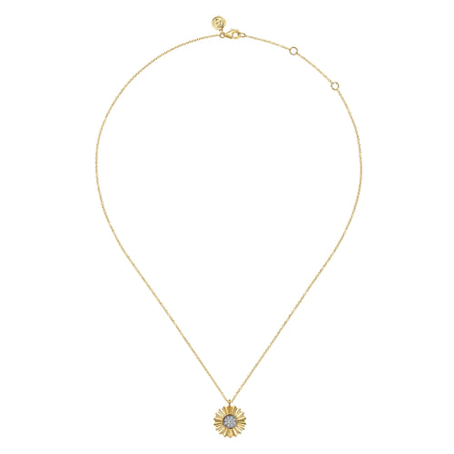 14K White and Yellow Gold Diamond Cut Pendant Necklace