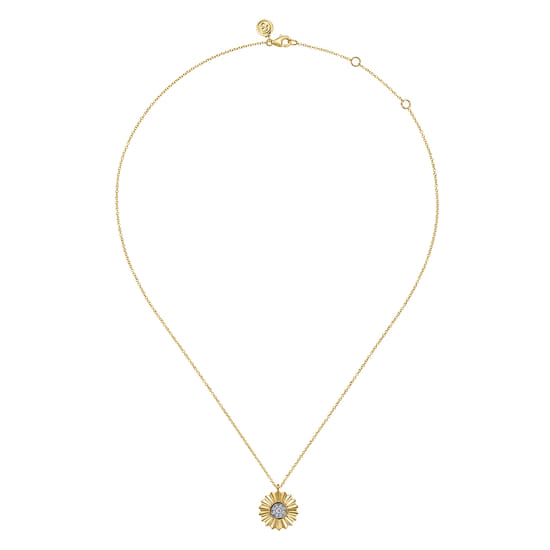 14K White and Yellow Gold Diamond Cut Pendant Necklace angle 2