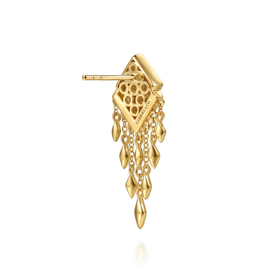 14K White and Yellow Gold Diamond Drop Chandelier Earrings angle 2
