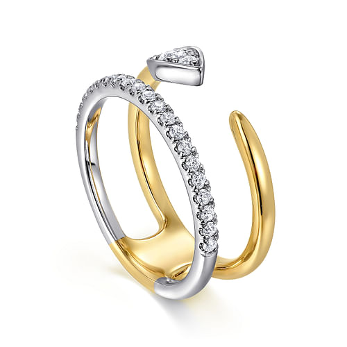 14K White and Yellow Gold Diamond Easy Stackable Ladies Ring