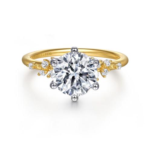14K White and Yellow Gold Diamond Engagement Ring