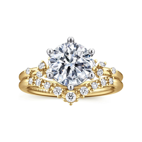 14K White and Yellow Gold Diamond Engagement Ring