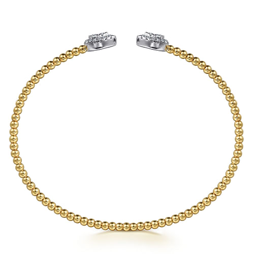 14K White and Yellow Gold Diamond Pear Shape Bujukan Bangle