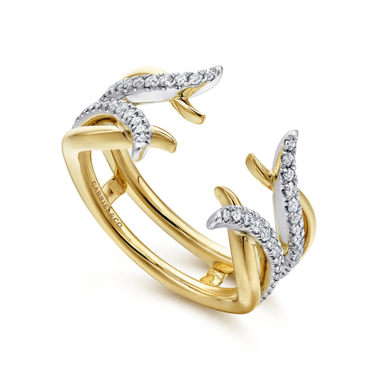 14K White and Yellow Gold Diamond Ring Enhancer angle 3
