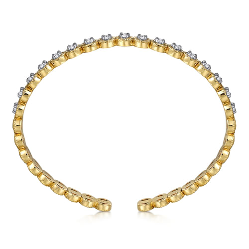 14K White and Yellow Gold Diamond Rope Bangle