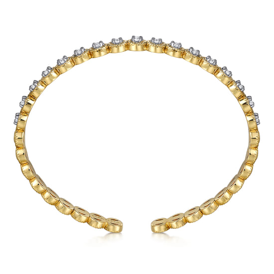 14K White and Yellow Gold Diamond Rope Bangle angle 3