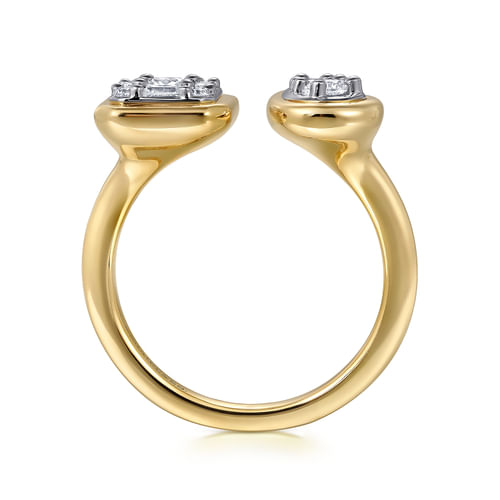 14K White and Yellow Gold Diamond Toi et Moi Open Ladies Ring