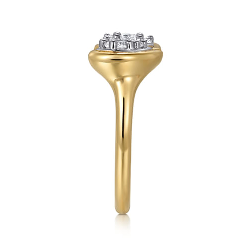 14K White and Yellow Gold Diamond Toi et Moi Open Ladies Ring
