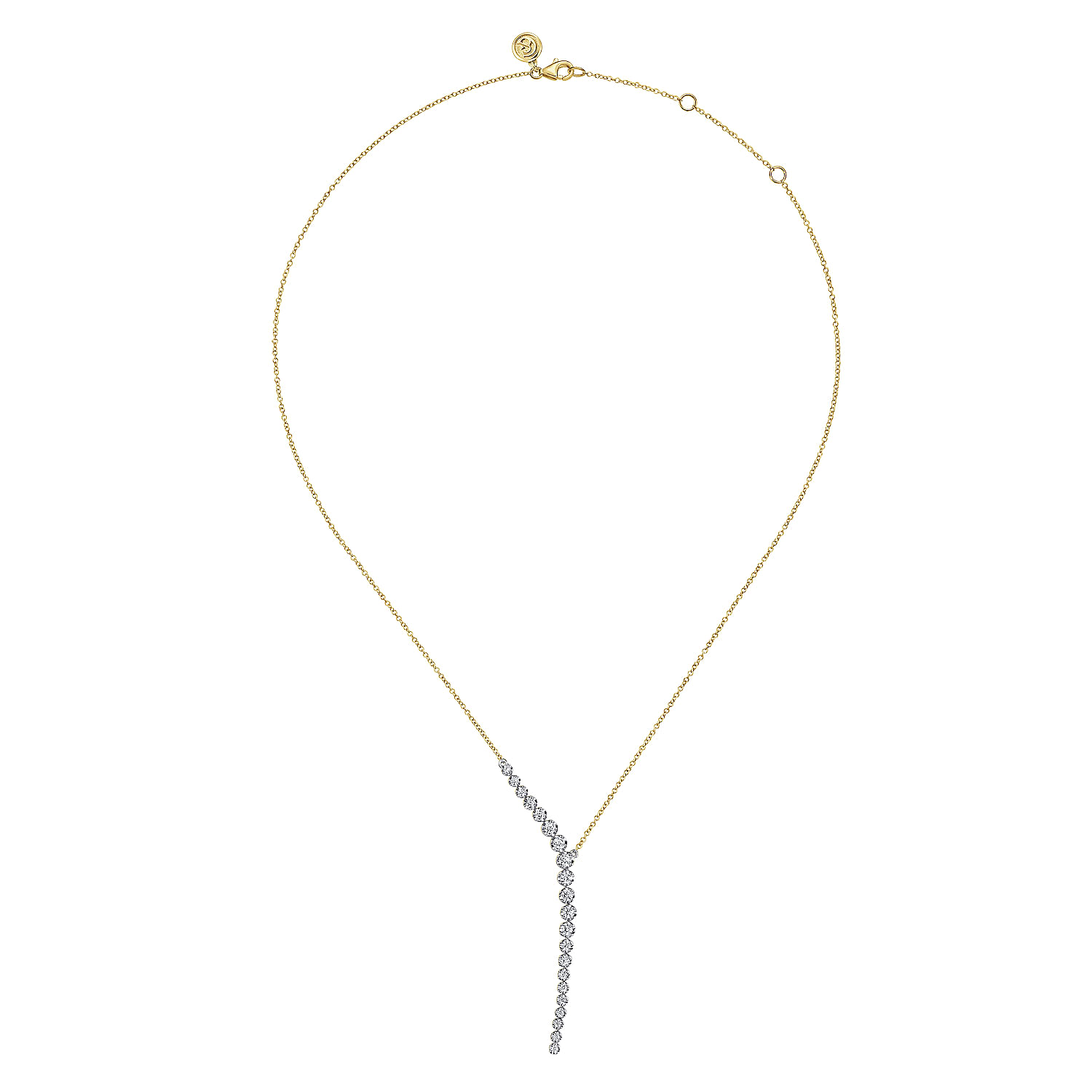 14K White and Yellow Gold Diamond Y Knots Necklace