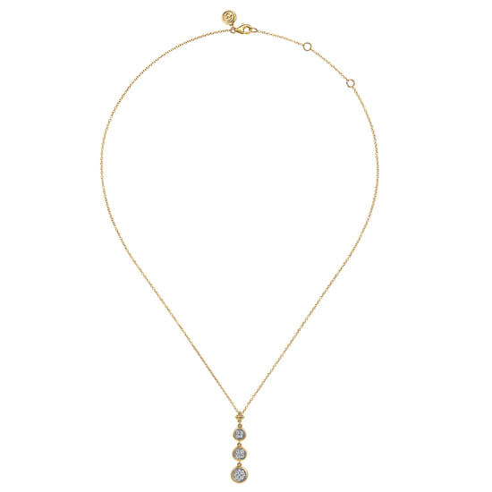 14K White and Yellow Gold Graduating Diamond Cluster Bujukan Pendant Necklace angle 2