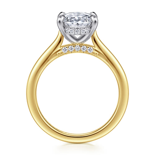 14K White and Yellow Gold Oval  Diamond Engagement Ring