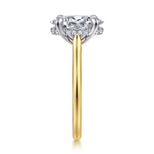 14K White and Yellow Gold Oval  Diamond Engagement Ring