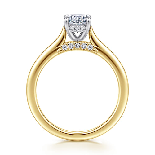14K White and Yellow Gold Oval  Diamond Engagement Ring