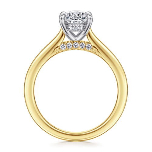14K White and Yellow Gold Oval  Diamond Engagement Ring