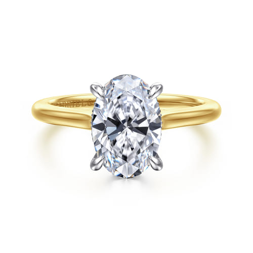 14K White and Yellow Gold Oval Diamond Engagement Ring 14K White and Yellow Gold Oval Diamond Engagement Ring