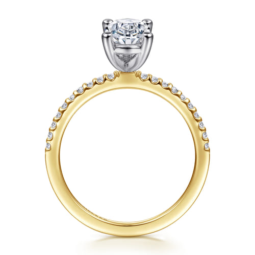 14K White and Yellow Gold Oval Diamond Engagement Ring