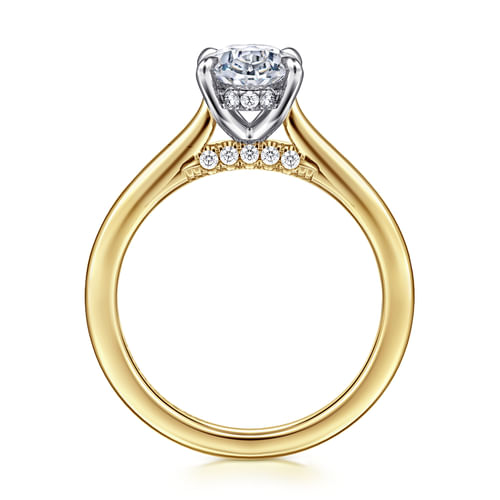 14K White and Yellow Gold Oval Diamond Engagement Ring