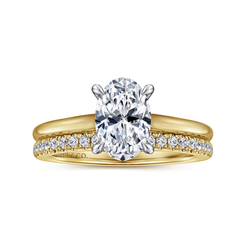 14K White and Yellow Gold Oval Diamond Engagement Ring
