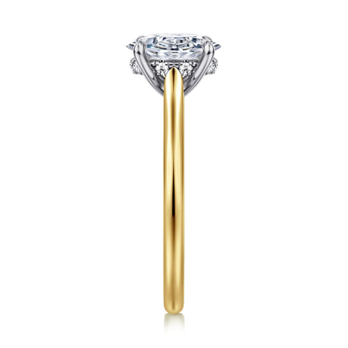 14K White and Yellow Gold Oval Diamond Engagement Ring