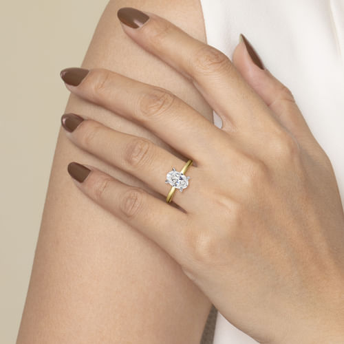 14K White and Yellow Gold Oval Diamond Engagement Ring