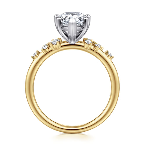 14K White and Yellow Gold Pear Shape Diamond Engagement Ring