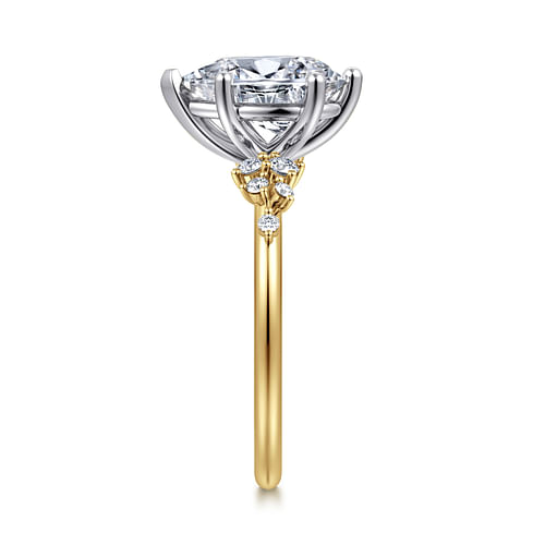 14K White and Yellow Gold Pear Shape Diamond Engagement Ring