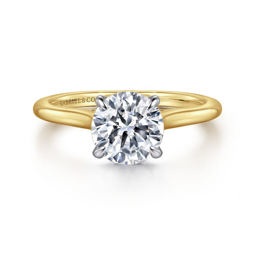 14K White and Yellow Gold Round Diamond Engagement Ring 14K White and Yellow Gold Round Diamond Engagement Ring