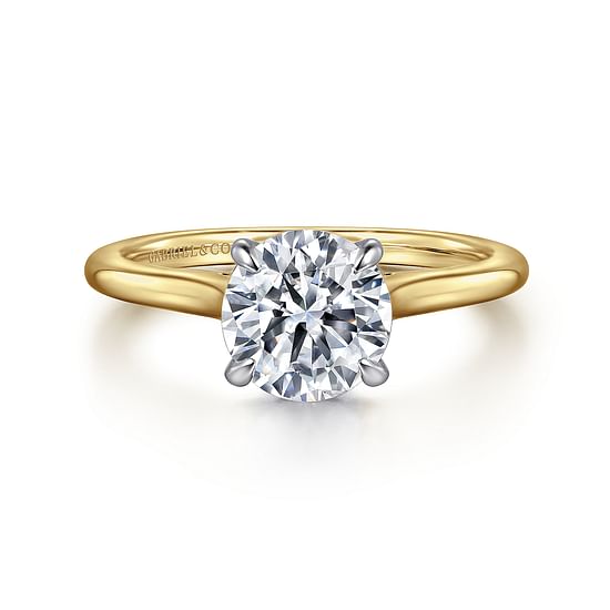 Gabriel - 14K White and Yellow Gold Round Diamond Engagement Ring