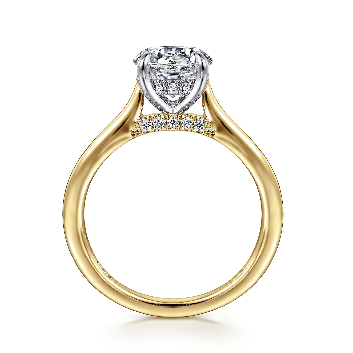 14K White and Yellow Gold Round Diamond Engagement Ring