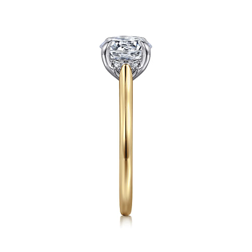 14K White and Yellow Gold Round Diamond Engagement Ring