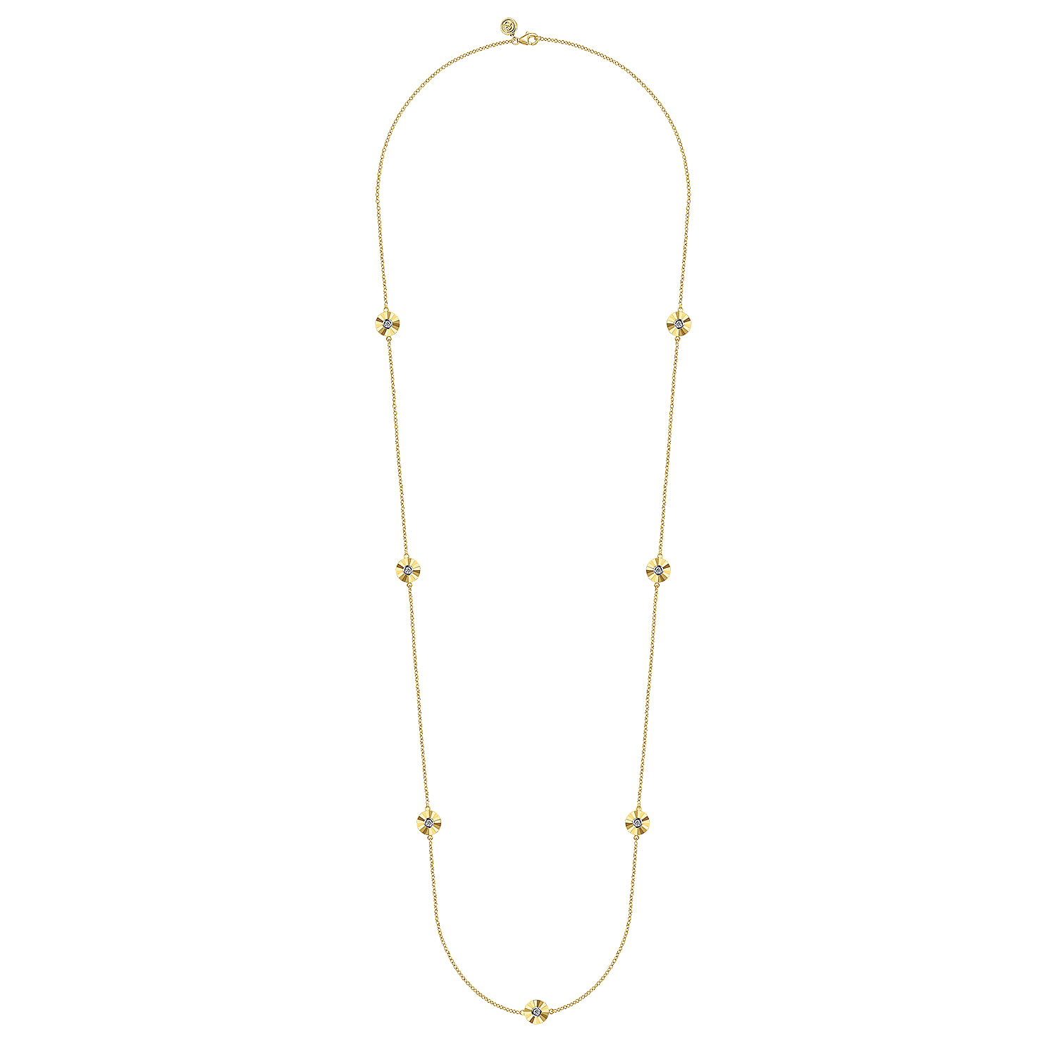 14K White and Yellow Gold Station Necklace with Diamonds 