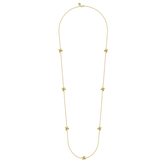 14K White and Yellow Gold Station Necklace with Diamonds  angle 2