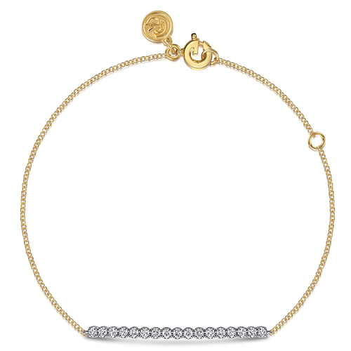 14K White and Yellow Gold White Sapphire Bar Bracelet