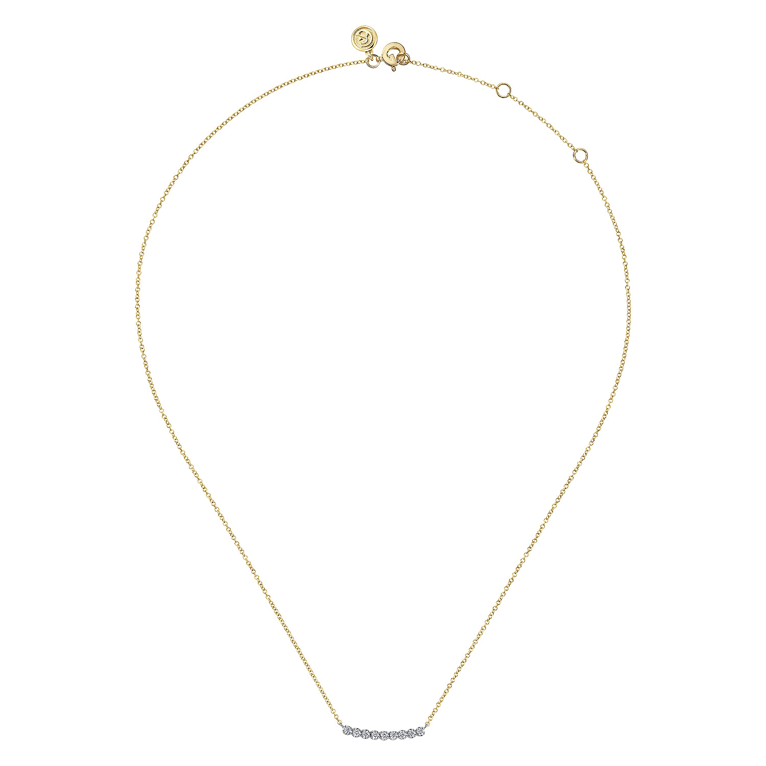 14K White and Yellow Gold White Sapphire Bar Necklace
