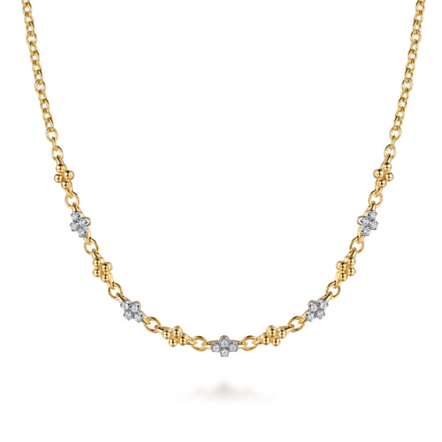14K White&Yellow Gold Bujukan Diamond Clover Tennis Necklace 14K White&Yellow Gold Bujukan Diamond Clover Tennis Necklace