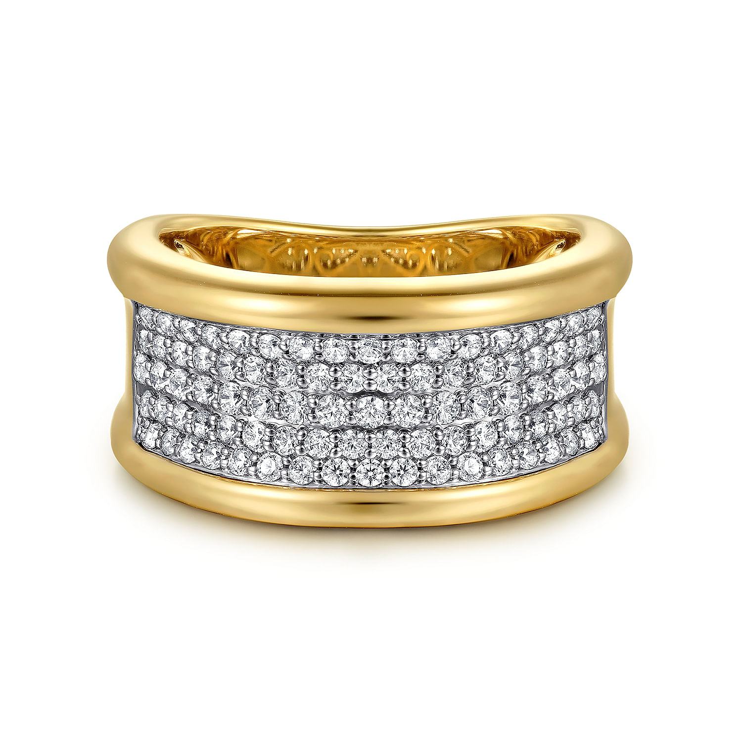 Gabriel - 14K White&Yellow Gold Diamond Wide Band Ring