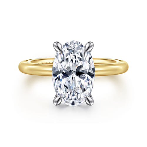 14K White&Yellow Gold Oval Solitaire Engagement Ring 14K White&Yellow Gold Oval Solitaire Engagement Ring