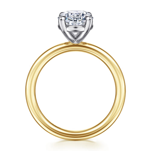 14K White&Yellow Gold Oval Solitaire Engagement Ring 14K White&Yellow Gold Oval Solitaire Engagement Ring