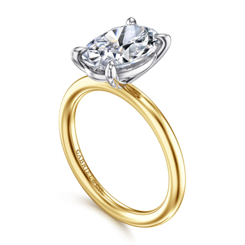 14K White&Yellow Gold Oval Solitaire Engagement Ring 14K White&Yellow Gold Oval Solitaire Engagement Ring